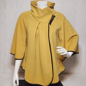 My Collection PARIS Women's Yellow Jacket Poncho Size Large Zipper Accent